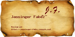 Jassinger Fabó névjegykártya